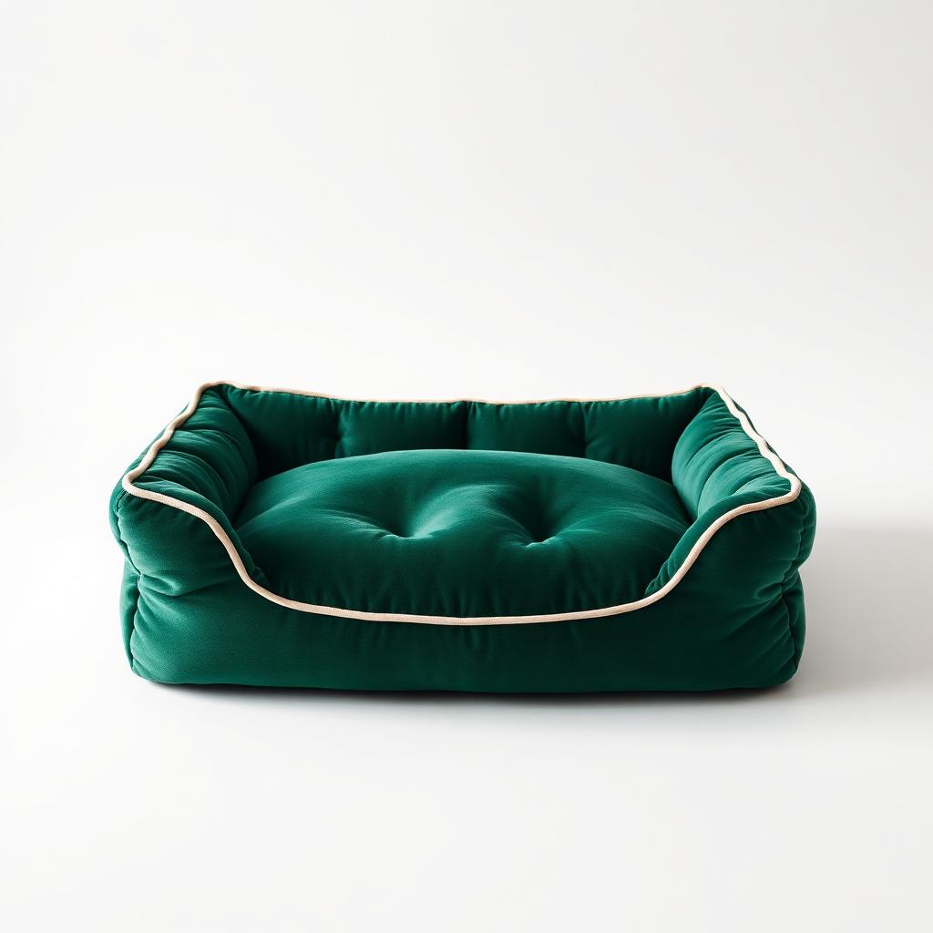 Forest Velvet Dog Bed — Medium — product photography on a clean white background