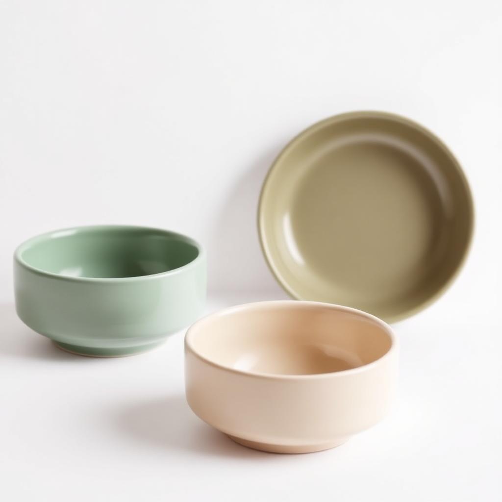 Matte Ceramic Bowl Set — Sage — product photography on a clean white background