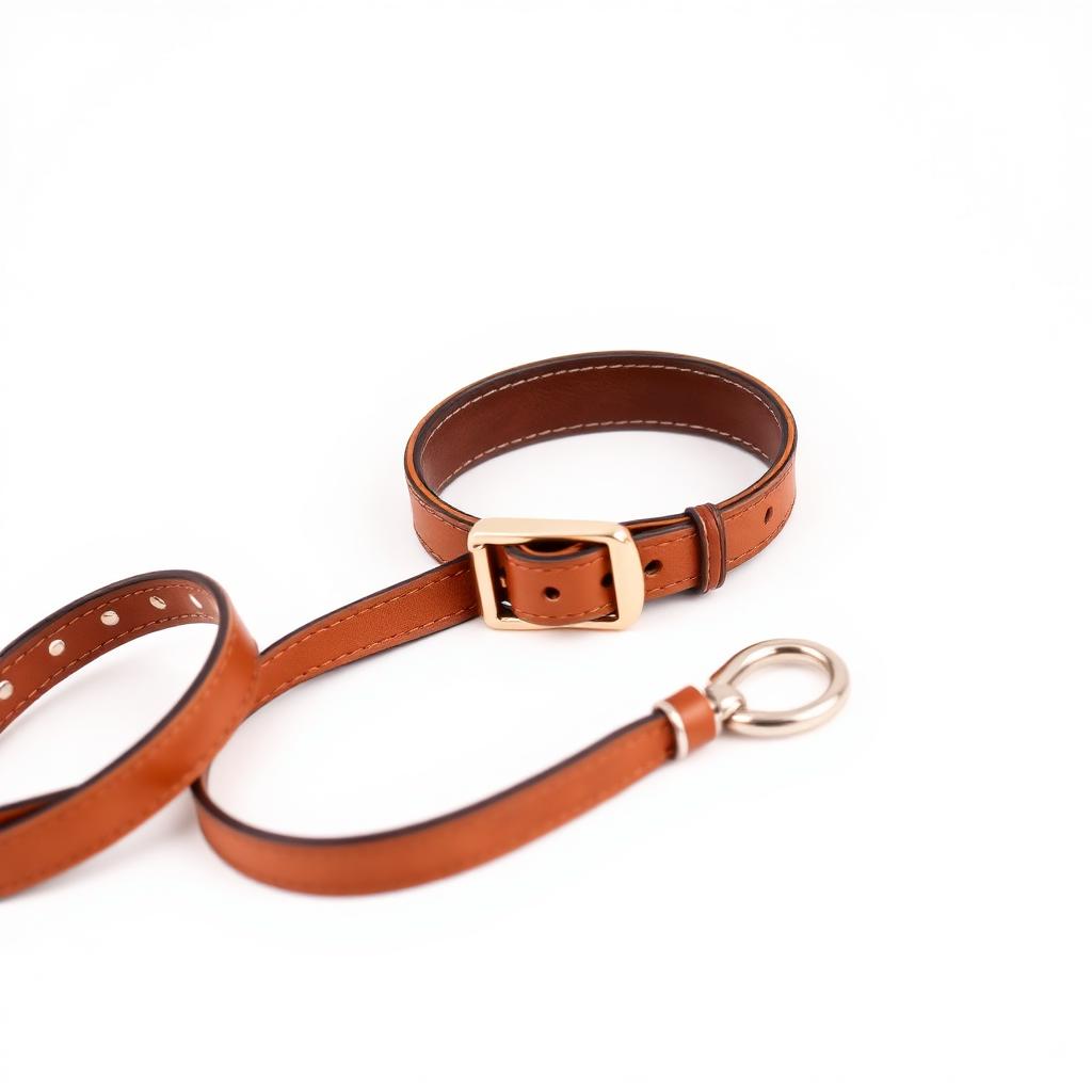 Classic Tan Leather Collar — product photography on a clean white background